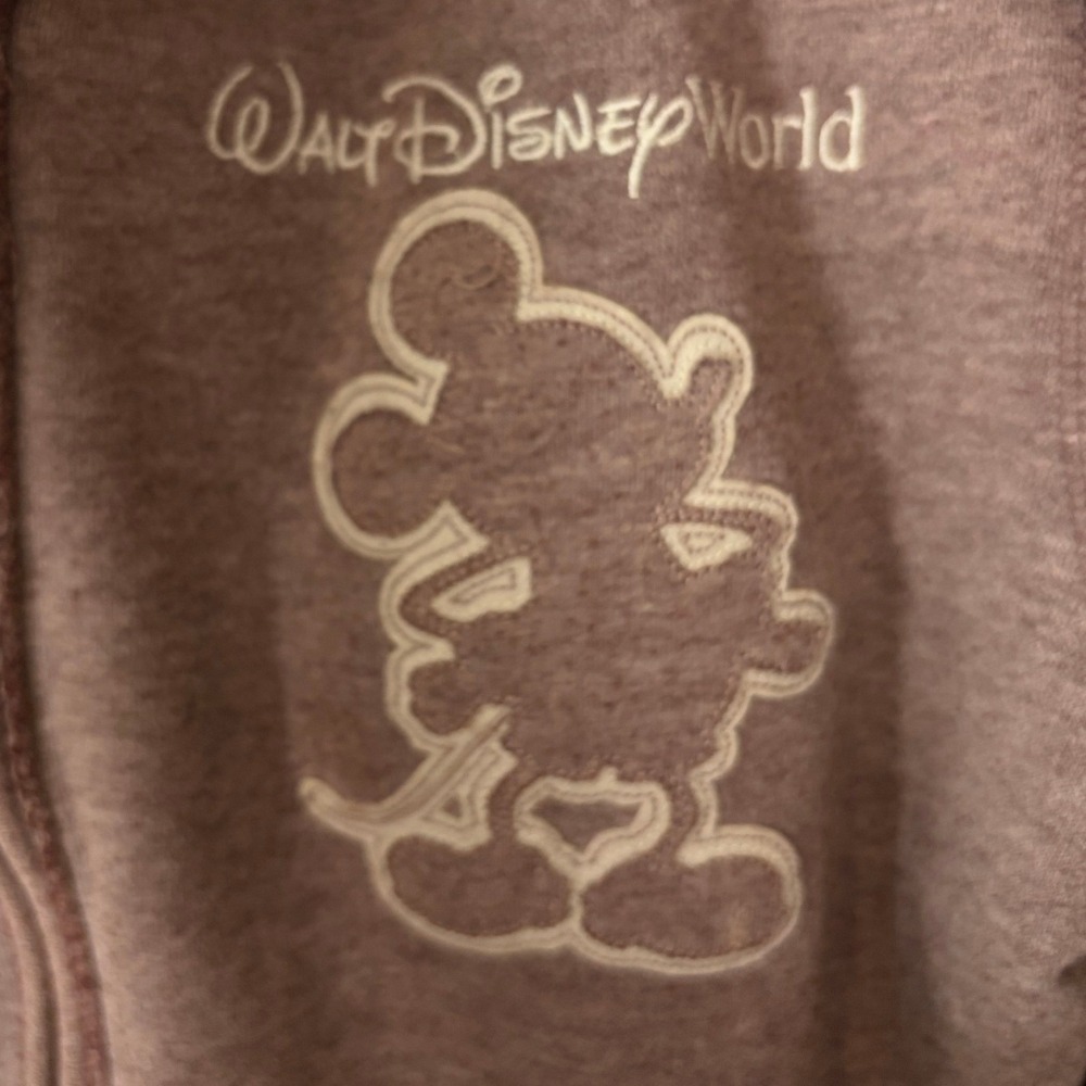 Disney Parks Walt Disney World Mickey Mouse Faux Fur Zip Hoodie Brown Large Cozy - Picture 2 of 6
